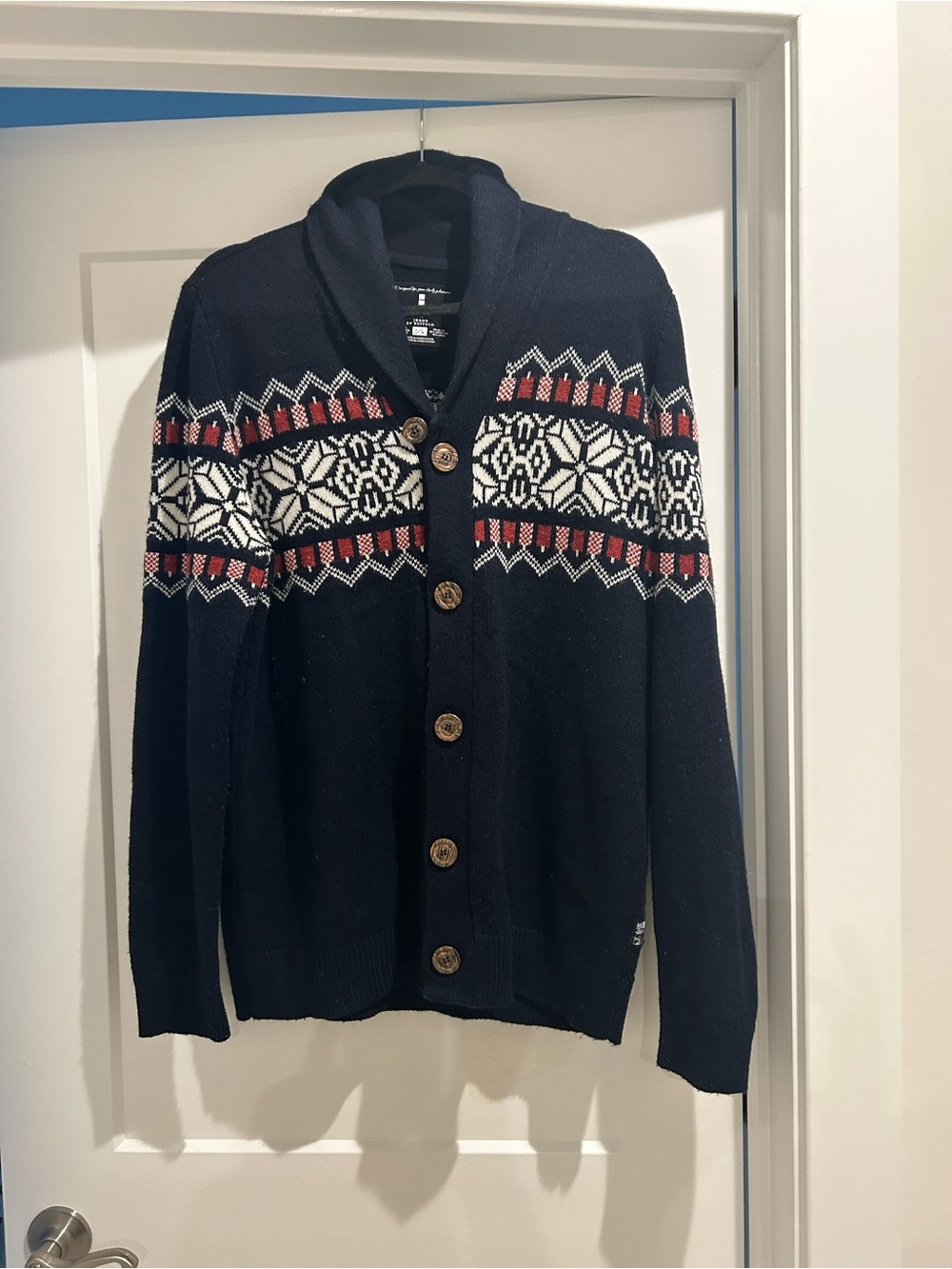 i Jeans by Buffalo Men's Navy Wool Blend Sweater SZ L